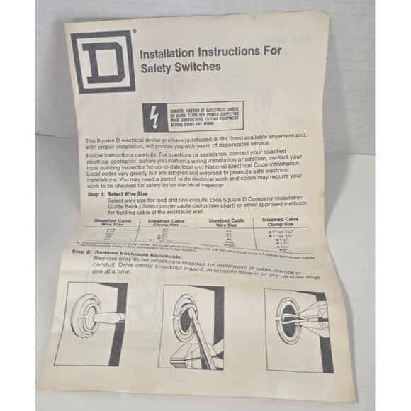 Square D D211N Fusible Safety Switch 30A 120/240V Indoor NEMA 1 Disconnect - Picture 9 of 9